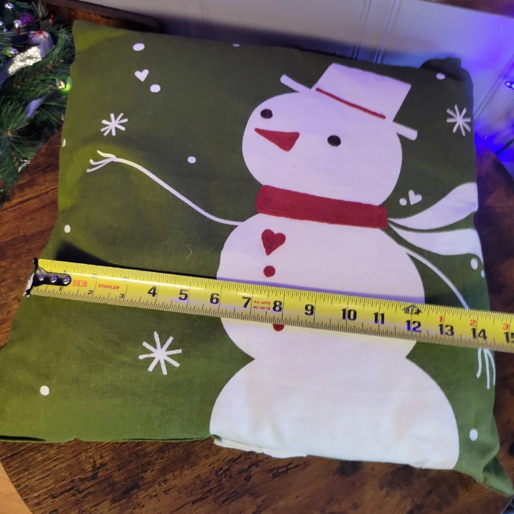 Festive Snowman Throw Pillow-red/white/green